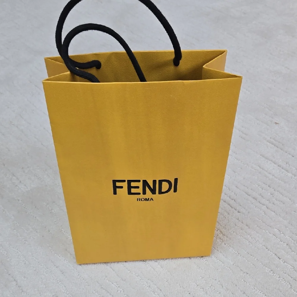 FENDI • Small Yellow Shopping/Gift Bag with Black Accents - Picture 1 of 5